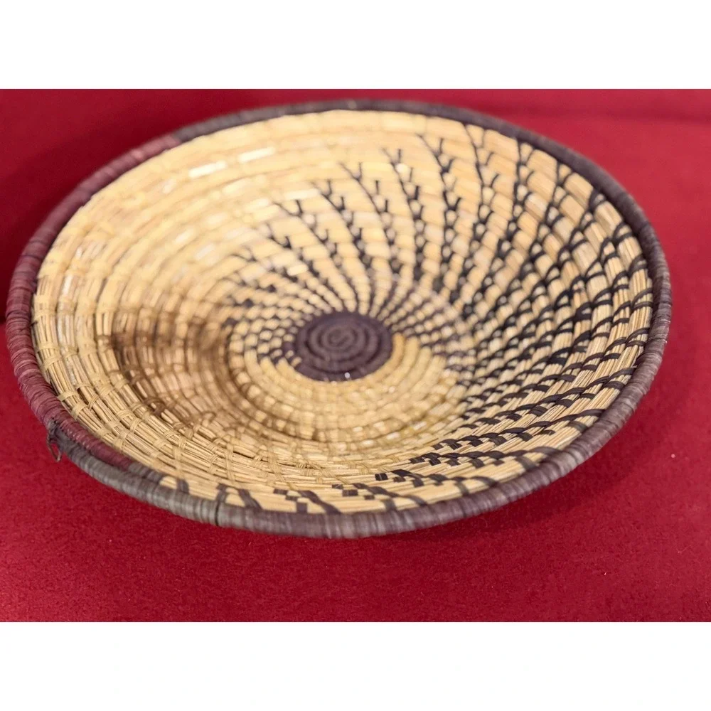 Handwoven African Basket Bowl, Ugandan Coiled Fiber Wall Decor, Boho Home Accent